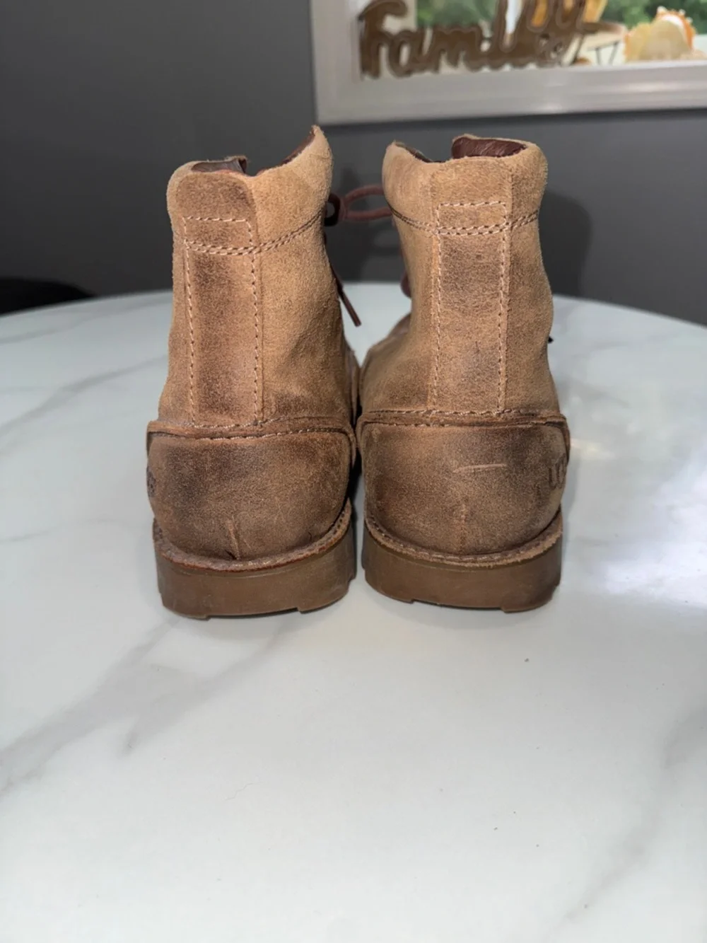 UGG Men's Tan Suede Lace-Up Moc Toe Boots